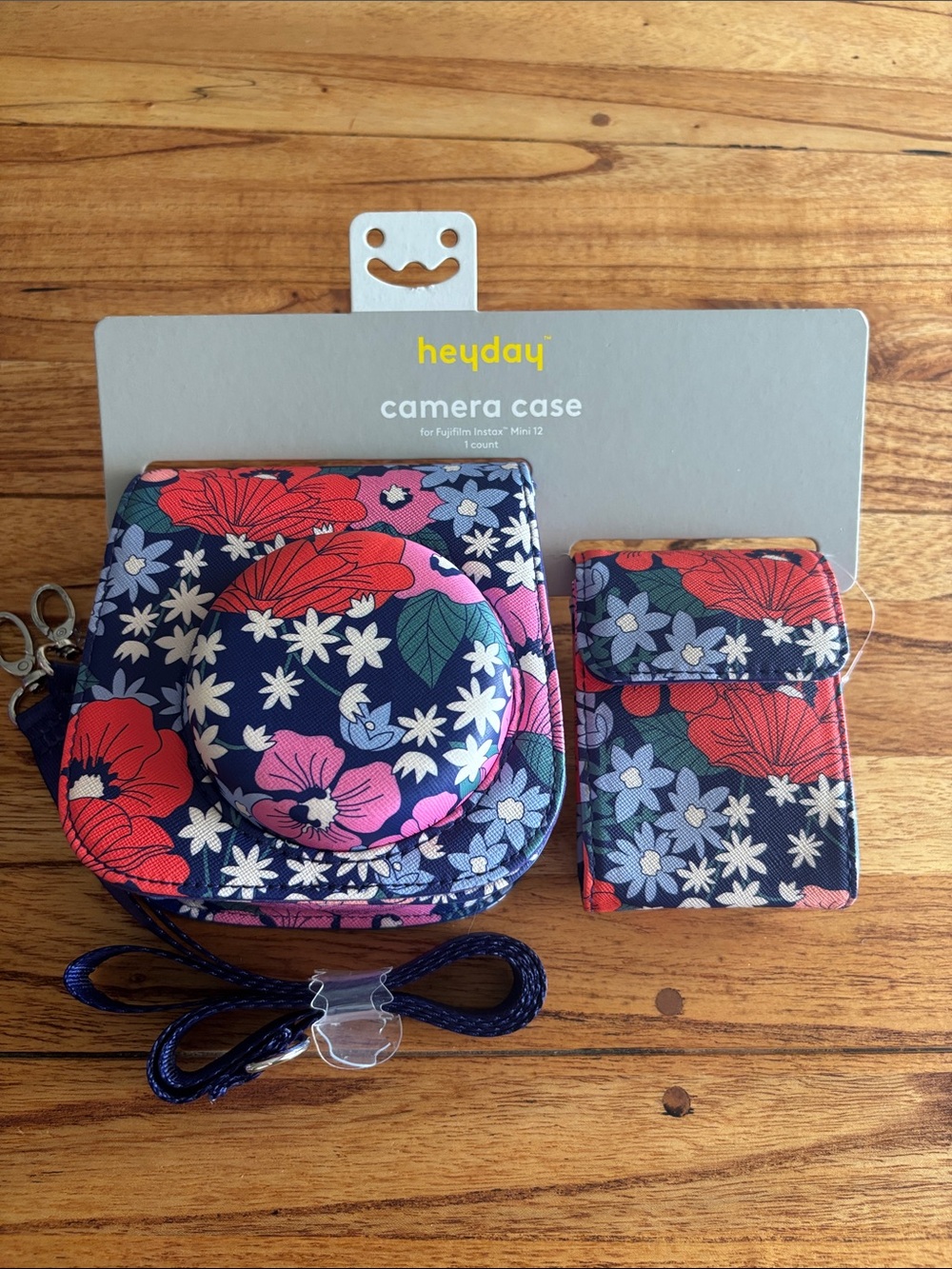 heyday Navy Floral Camera Case & Accessory Pouch in Red, Pink and White